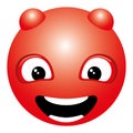 Red smiling face with horns icon.